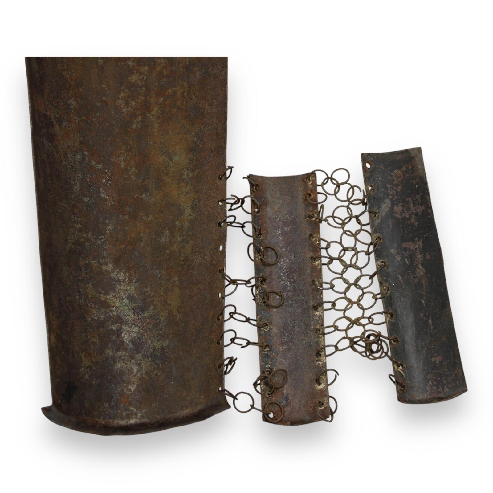 Indian / Persian 19th C Bazu-Band Arm Guard Armor Gold & Silver Inlays