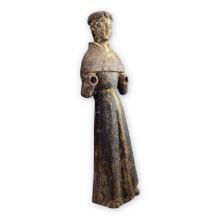 17th-Century Carved Wooden Religious Altar Statue - Saint Francis (Medium, Missing Arms)