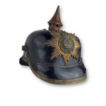 German WW1 Saxony Officerâ€™s Pickelhaube â€“ Line Infantry Spike Helmet with Gilt Fittings