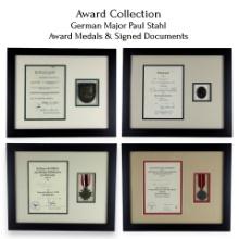 Four WW2 Signed Documents & Medals Awarded to German Major Paul Stahl