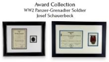 German WW2 Medal & Award Set - Feldwebel Josef Schauerbeck (Luftwaffe & Panzer Grenadier Service)