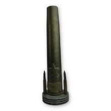WW1-Era Trench Art Lamp – Artillery Shell Base with Star Motif & “God Bless America” Plaque