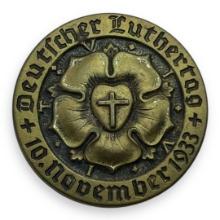 German WW2 Deutscher Luthertag 1933 Bronze Badge (Alfred Stobbe, Berlin)