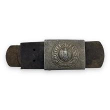 German WW2 EM/NCO Heer Army Aluminum Belt Buckle (Stamped "R.S.& S.") with Vet-Cut Belt - Vet Bring-