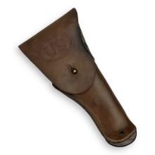 U.S. WW2 Leather Pistol Holster - "U.S." Flap, Milwaukee Saddlery Co., 1942