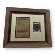 German WW2 Krim Shield with Framed Award Document - Named Presentation
