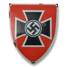 German WW2 Third Reich Red Enamel Plaque Shield â€“ Iron Cross & Swastika Design