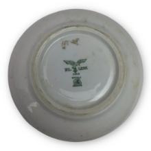 German WW2 Luftwaffe Porcelain Saucer â€“ 1942 Bohemia Marked with Swastika & Eagle