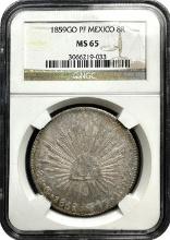 1859 Mexican 8 Reales (GO-PF) â€“ Stunning MS-65 Grade by NGC