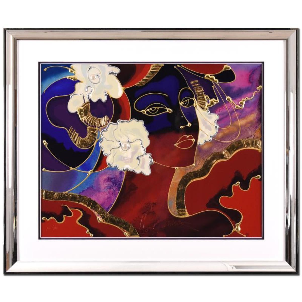 Martiros Manoukian, "Golden Shimmer" Framed Limited Edition Mixed Media Silkscreen, PP Numbered and