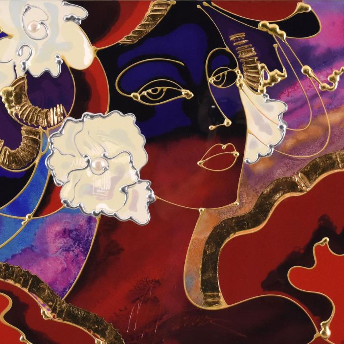 Martiros Manoukian, "Golden Shimmer" Framed Limited Edition Mixed Media Silkscreen, PP Numbered and