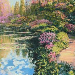 Howard Behrens (1933-2014), "Giverny Path" Limited Edition on Canvas, Numbered and Signed with COA.