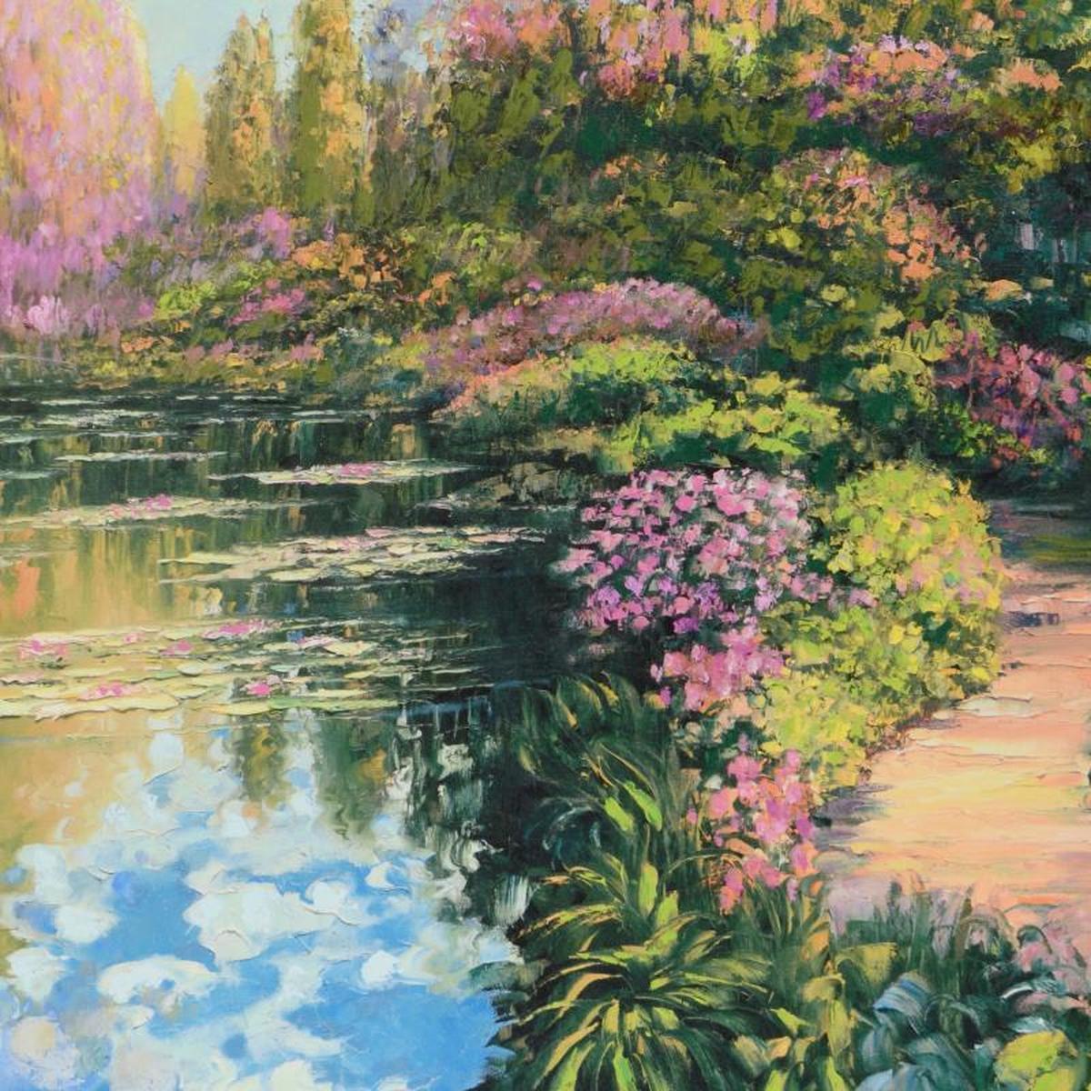 Howard Behrens (1933-2014), "Giverny Path" Limited Edition on Canvas, Numbered and Signed with COA.