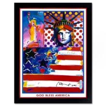 Peter Max, "9-11 God Bless America II" Framed Hand Signed Offset Lithograph with Letter of Authen...