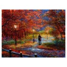 Vadik Suljakov, "Embracing Autumn" Hand Embellished Limited Edition on Canvas, Numbered and Hand ...