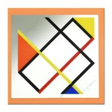 Yaacov Agam, "Homage to Mondrian (Orange Border)" Limited Edition Colored Mirror, Numbered and Hand