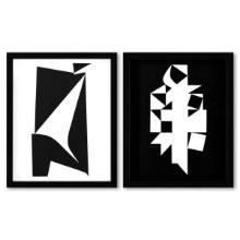 Victor Vasarely (1908-1997), "Bukk et Erebus de la sÃ©rie Etres Ou Fantomes (Diptych)" Framed 197...