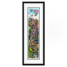 Charles Fazzino, "A Deep Dish Pie in Chi Town" Framed 3D Limited Edition Silk Screen, DX Numbered...