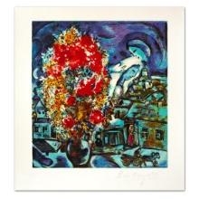 Marc Chagall (1887-1985), "Le Boutique Et Le Village Bleu" Limited Edition Lithograph with Letter...