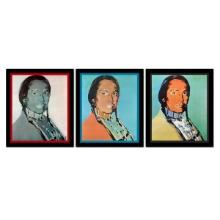 Andy Warhol (1928-1987), "The American Indian Series 3 Piece Set (Red 1976, Blue 1977 & Black 197...