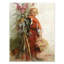 Pino (1939-2010), "Flower Child" Hand Embellished Limited Edition on Canvas, Numbered and Hand Si...