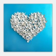 Patricia Govezensky- Original 3D Metal Art on Wood "Heart"