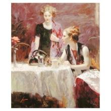 Pino (1939-2010), "After Dinner" Limited Edition on Canvas, Numbered and Hand Signed with Certifi...