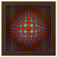 Victor Vasarely (1908-1997), "Vega - TEK de la sÃ©rie Vega" Framed 1971 Heliogravure Print with L...