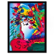 Peter Max, "Blushing Beauty" Framed Hand Signed Offset Lithograph with Letter of Authenticity.