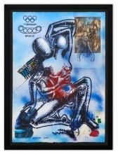 Mark Kostabi- Original Mixed Media on Paper "The Ecstasy of Existence, 2022"