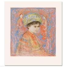 Boy with Turban Limited Edition Lithograph by Edna Hibel (1917-2014), Numbered and Hand Signed with