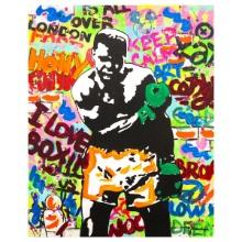 Nastya Rovenskaya- Original Mixed Media on Canvas "Muhammad Ali"