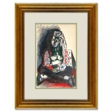 Pablo Picasso (1881-1973), "Carnet de Californie 26.11.55" Framed Vintage Lithograph on Paper wit...