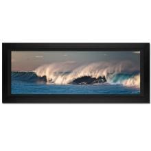 Jongas, "Blue Wave" Framed Limited Edition Photograph on Canvas, Numbered and Hand Signed with Le...