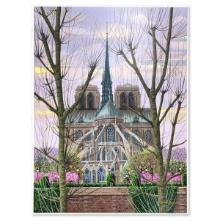 Liudmila Kondakova, "Cathedral Notre-Dame (Toujours Paris)" Limited Edition Serigraph on Gesso Bo...