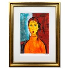 Amedeo Modigliani (1884-1920), "Bambina Con Trecce" Framed Limited Edition Serigraph with Letter of