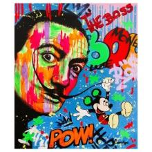 Nastya Rovenskaya- Original Mixed Media on Canvas "Playing His Mustache"
