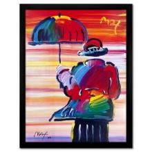 Peter Max, "Umbrella Man" Framed Hand Signed Offset Lithograph with Letter of Authenticity.