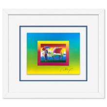 Peter Max, "Rainbow Umbrella Man on Blends" Framed Limited Edition Lithograph, Numbered and Hand ...