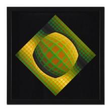 Victor Vasarely (1908-1997), "Vega-Zett-01 (1971)" Framed Heliogravure Print with Letter of Authe...