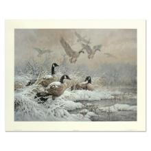 Larry Fanning (1938-2014), "Winter Retreat - Canada Geese" Limited Edition Lithograph, Numbered and