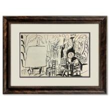 Pablo Picasso (1881-1973), "Carnet de Californie 3.11.55-IV" Vintage Lithograph Lithograph on Paper