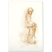 Fisherman Limited Edition Lithograph by Edna Hibel (1917-2014), Numbered and Hand Signed with Cer...