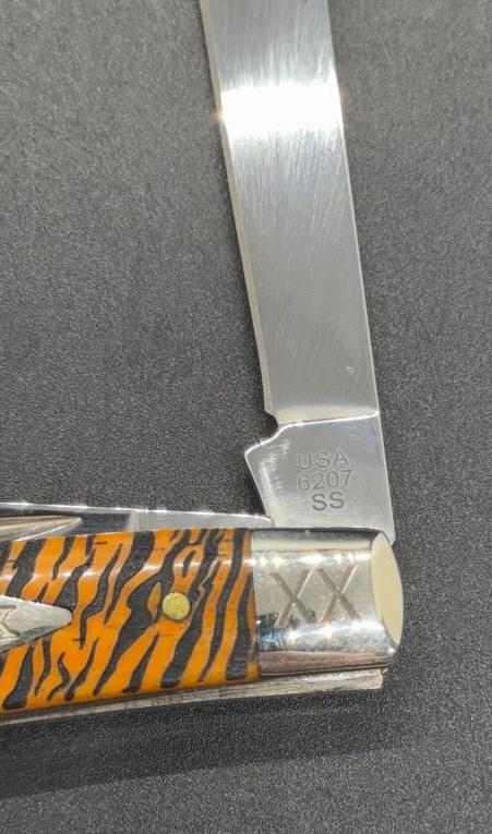 Case XX 6207 Tiger Print Smooth Orange Bone Mini