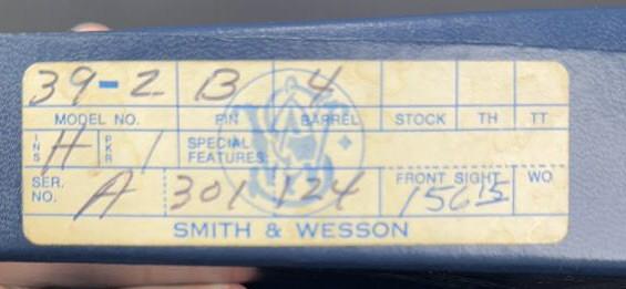 (NIB) RARE Smith & Wesson Model 39-2 9mm Pistol