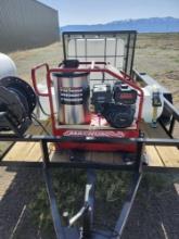 Hot water pressure washer on trailer