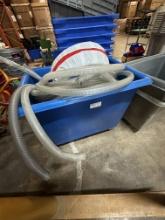 Poly Box Truck Rolling Utility Cart/tub (blue) With Multiple Long, Flexible, Clear Plastic Hoses
