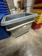 (2) Poly Box Truck Rolling Utility Cart/tub (grey)