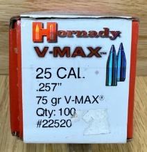 HORNADY V-MAXâ„¢ 25 CAL .257â€� 75 gr V-MAXâ„¢ Qty: 100