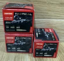 Lot of 3 Norma Tactical 7,62x39 FMJ 124 Grain